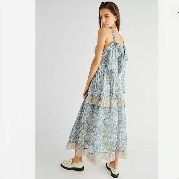 Free People Forever That Girl Somerset Vintage Inspired  Midi Dress Size M - Picture 4 of 6